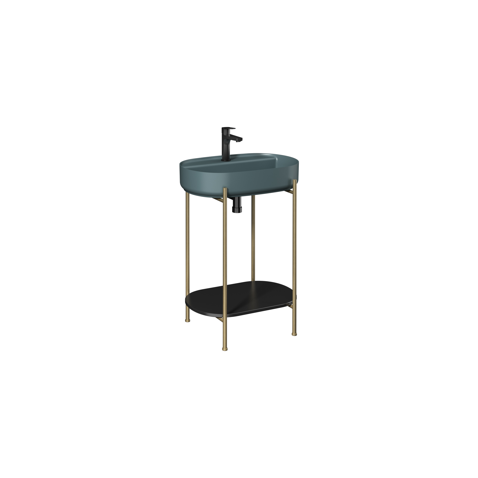 Puno Washbasin Cabinet, With Petrol Green Washbasin 60 cm 