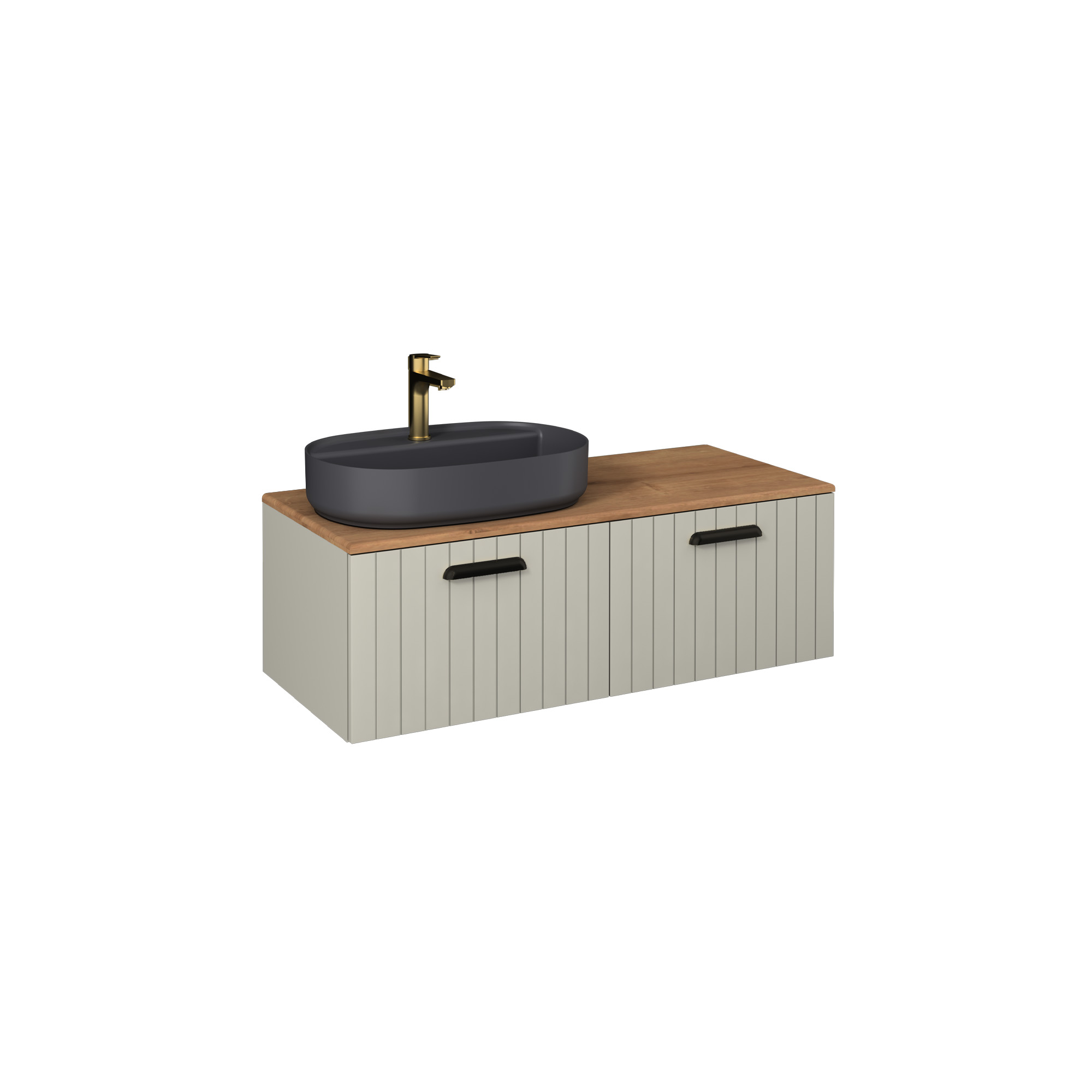 Rinato Washbasin Cabinet Stone Grey, Anthracite Basin Left 120 cm