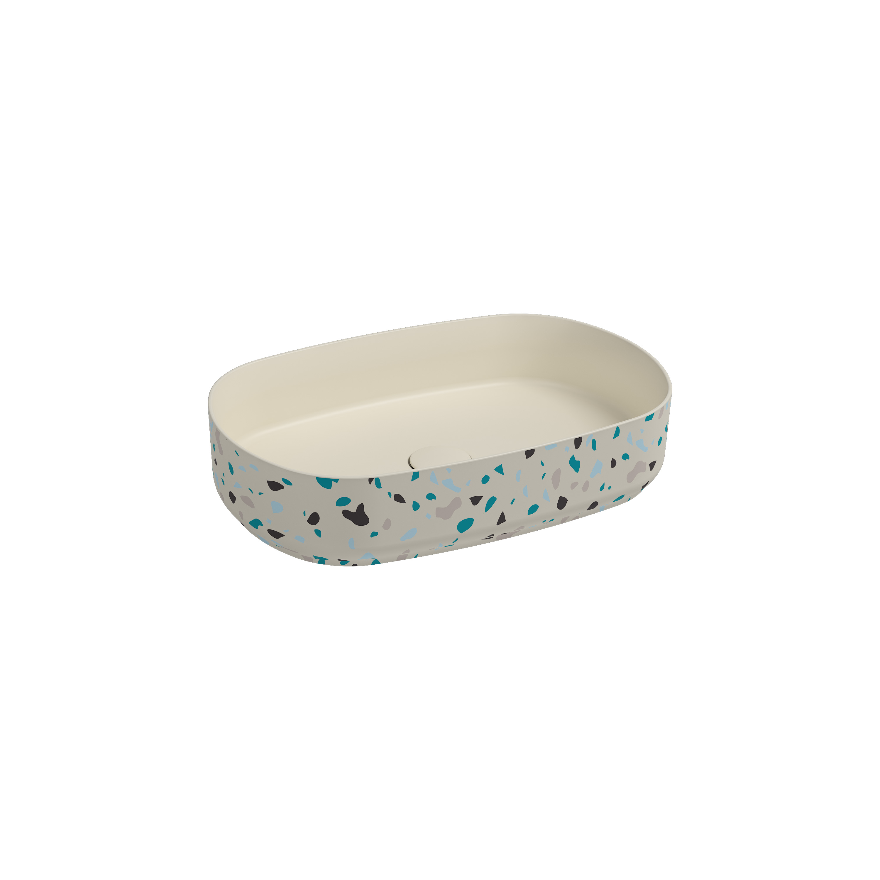 Infinity Tezgah Üstü Lavabo 55 cm Terrazzo Fildişi