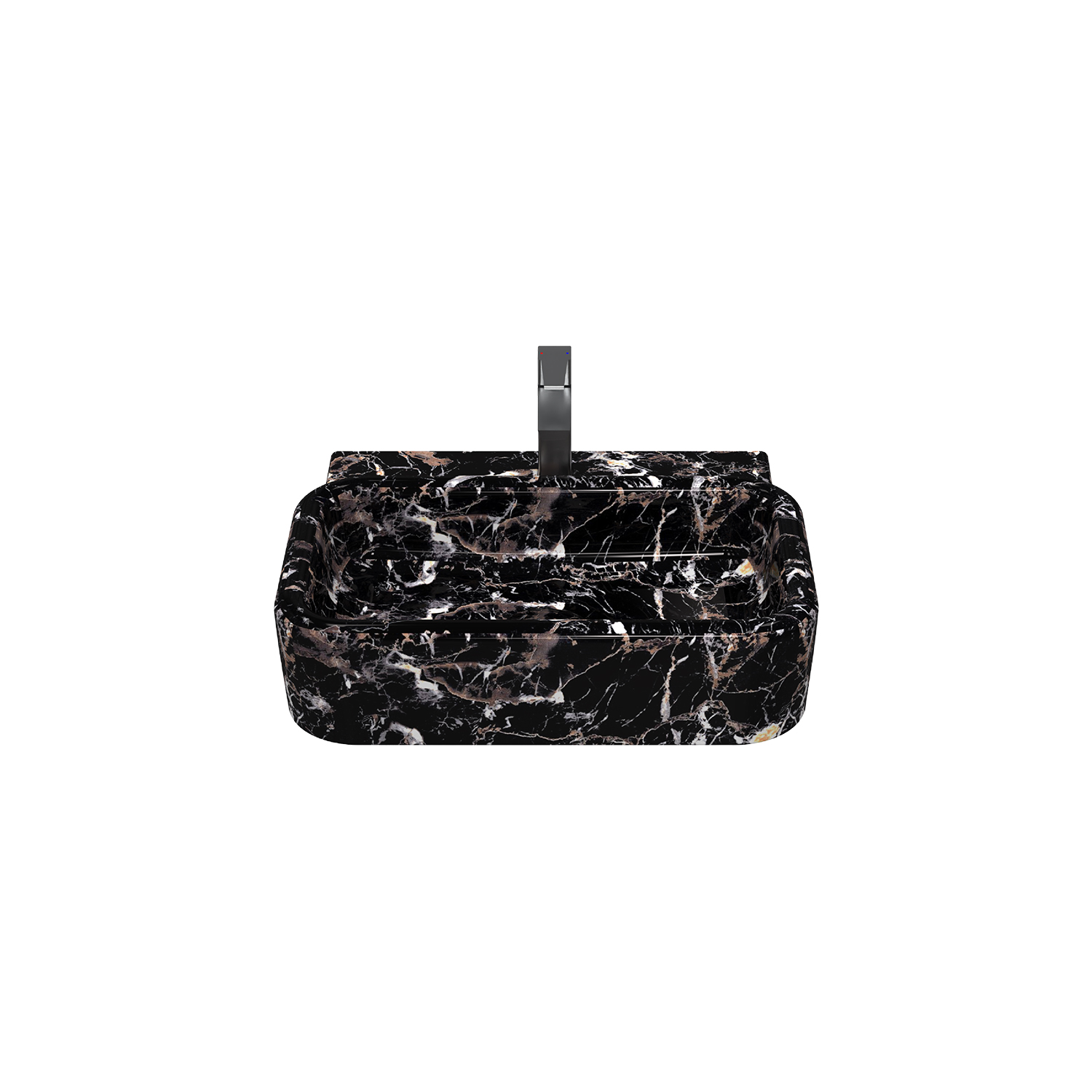 Curvo Marmo Black Desenli Lavabo 62 cm