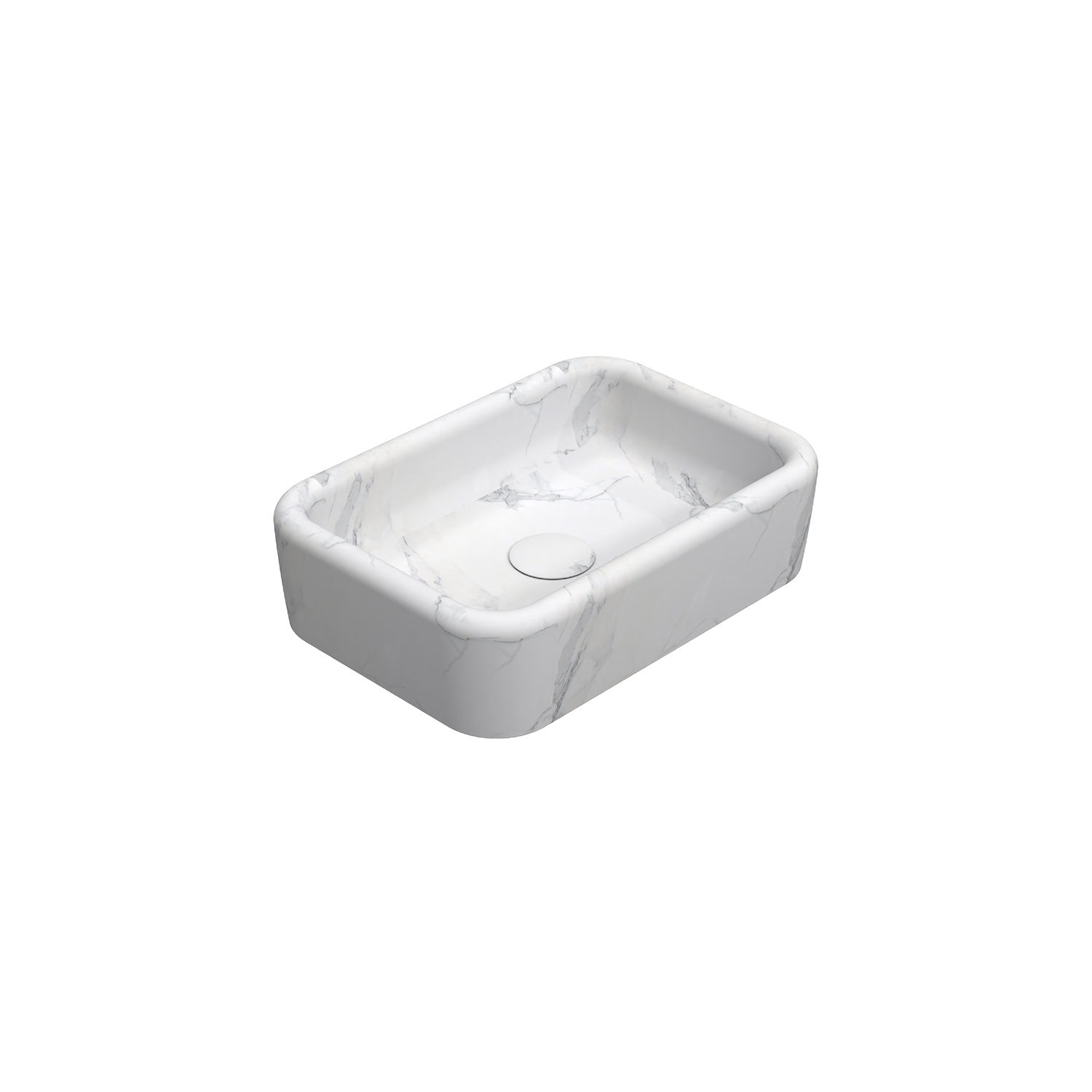 Curvo Marmo Beyaz Desenli Lavabo 60 cm