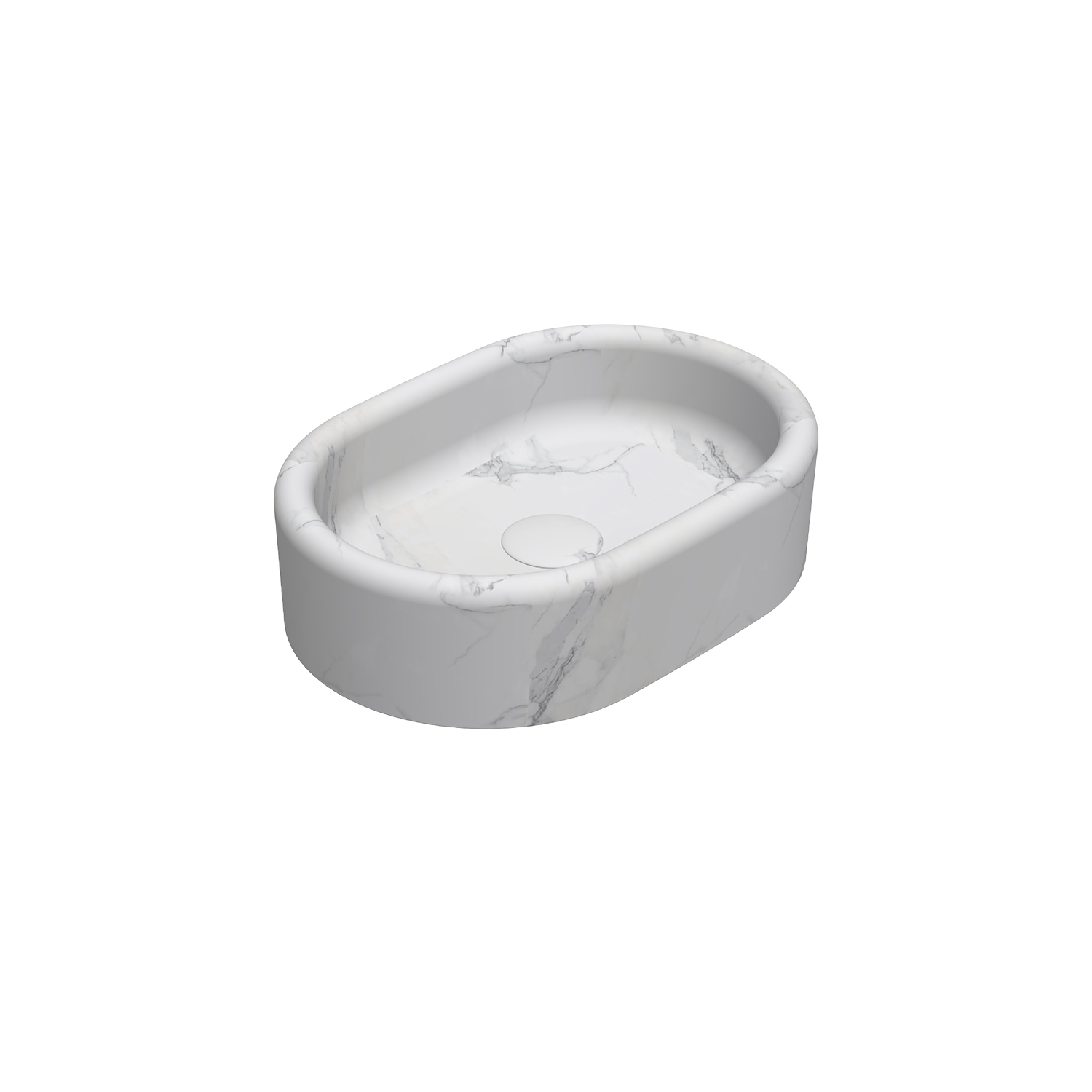 Curvo Marmo White Desenli Lavabo 60  cm