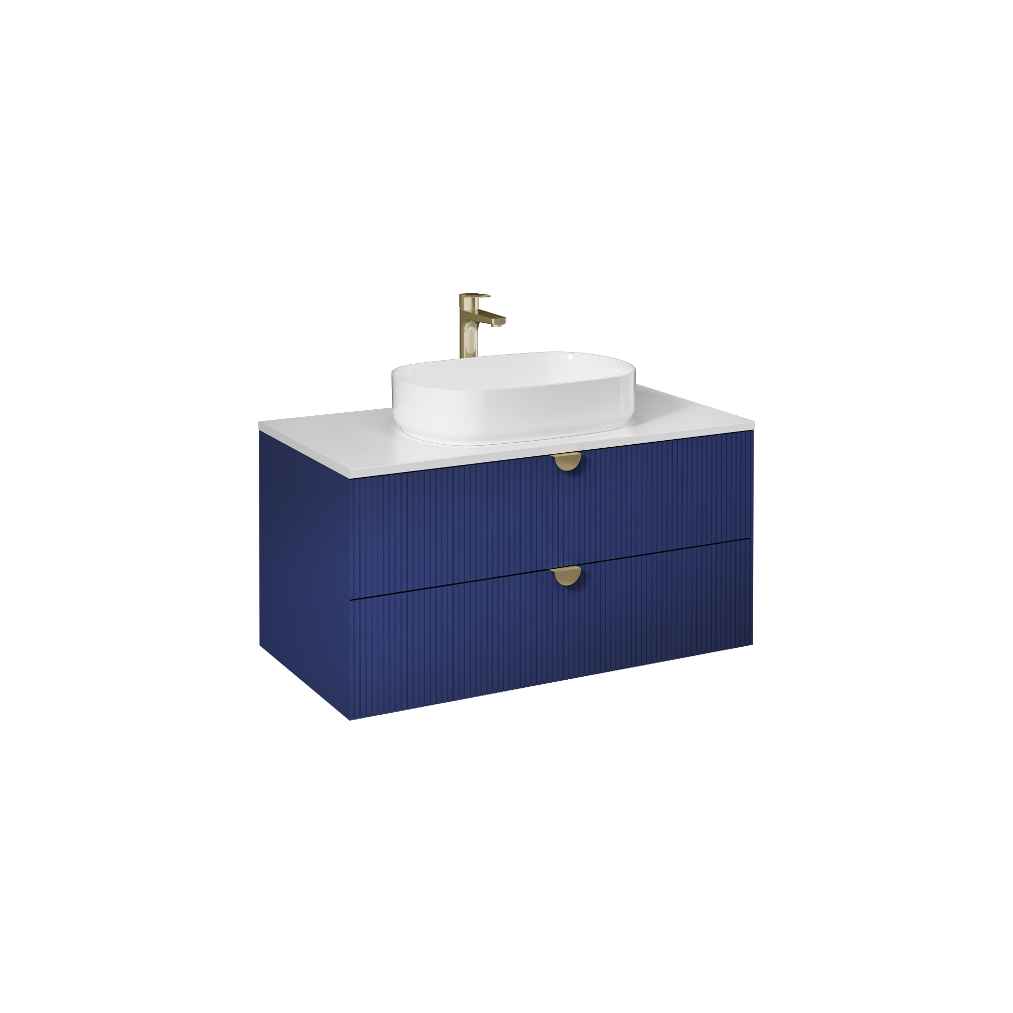 Infinity Washbasin Cabinet Night Blue, with Isvea Blue Washbasin 130 cm