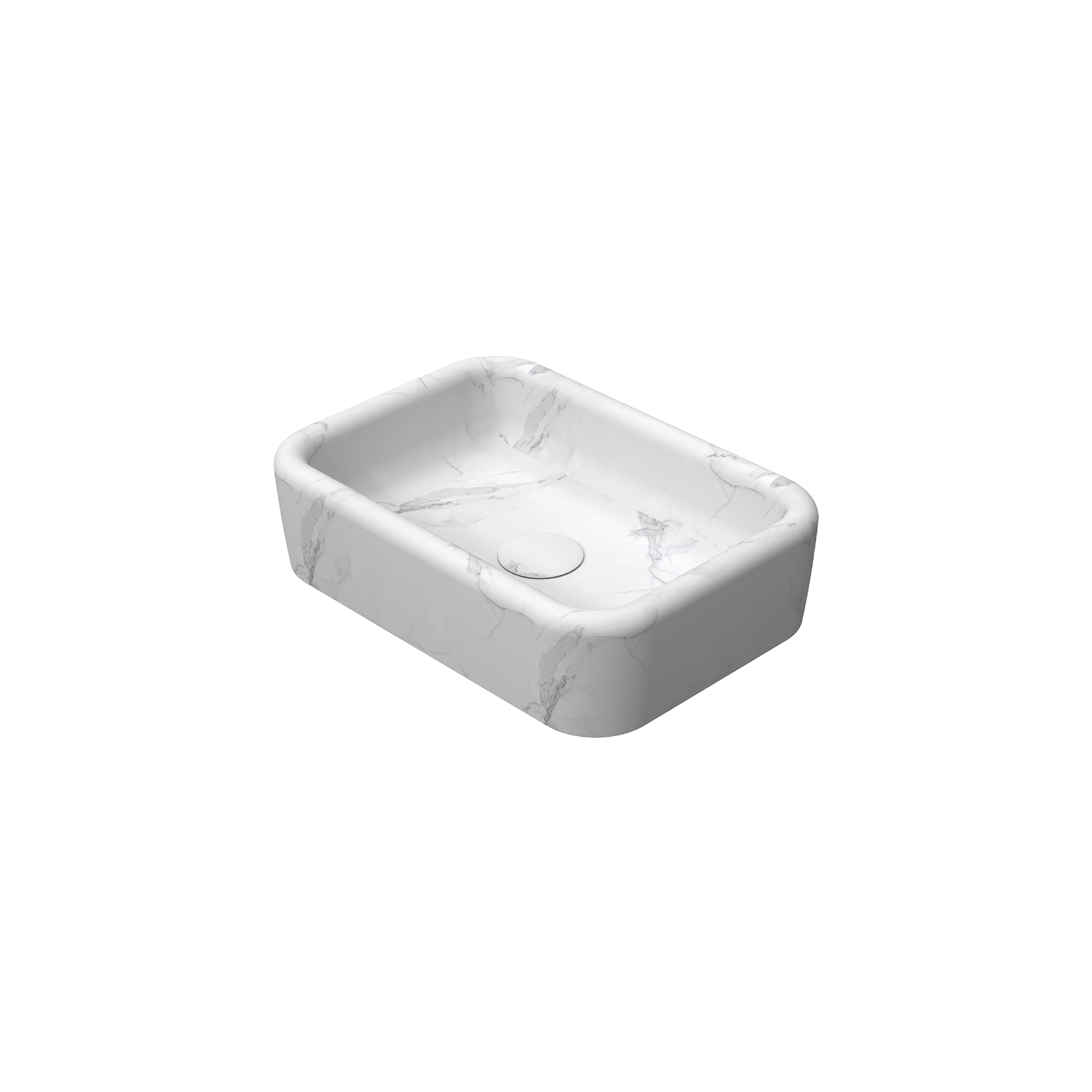 Curvo Marmo Beyaz Desenli Lavabo 60 cm