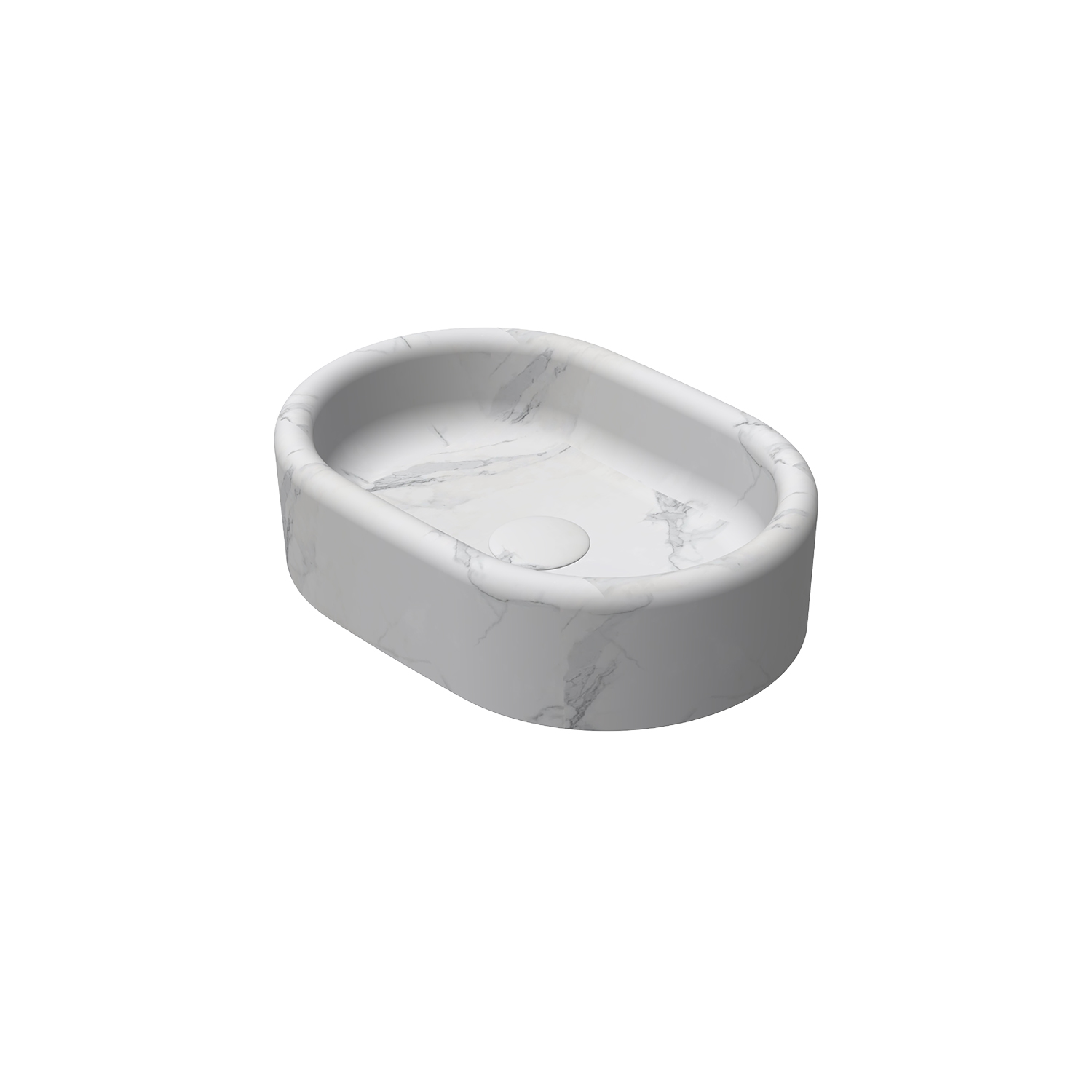 Curvo Marmo White Desenli Lavabo 60  cm