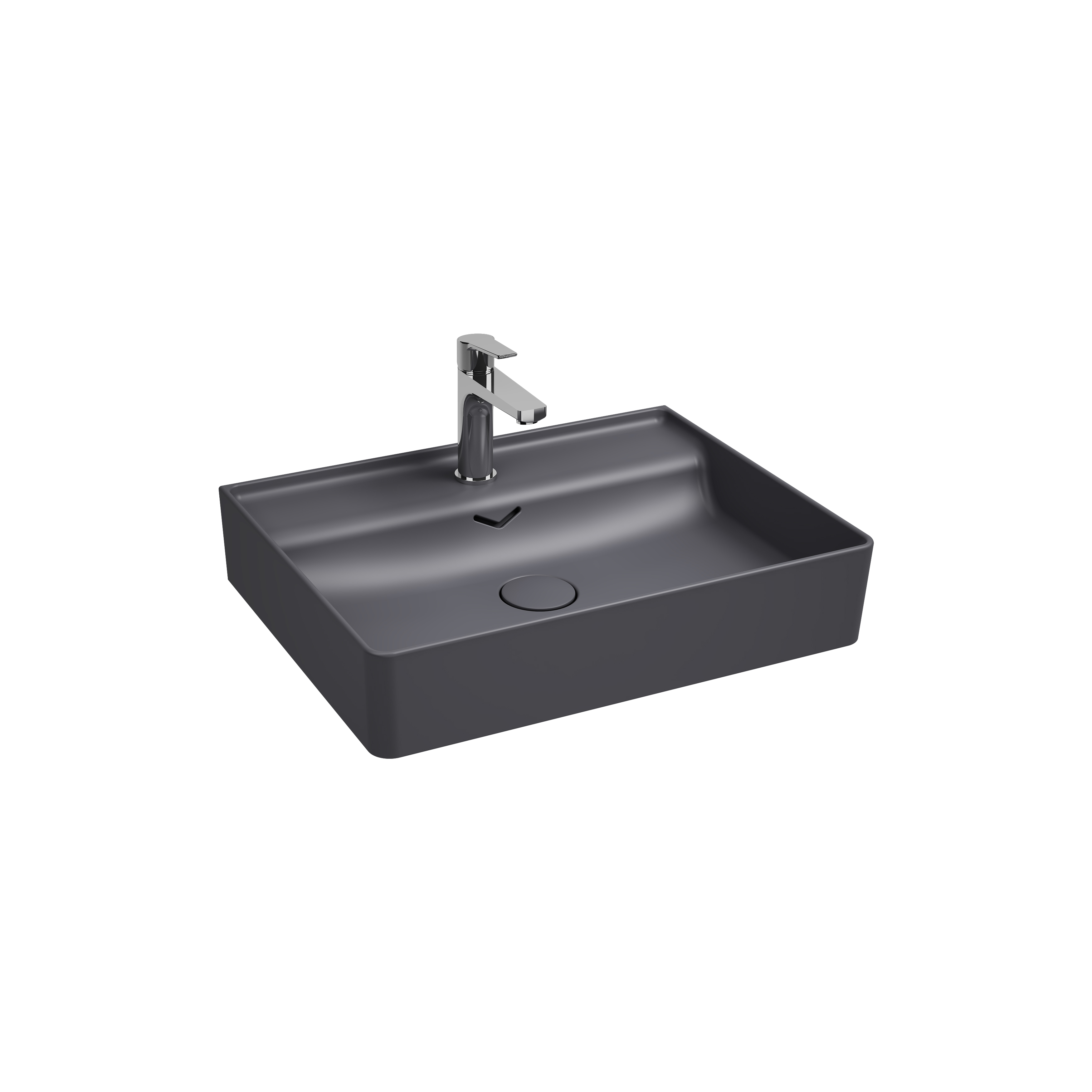 Allegro Tezgah Üstü Monoblok Lavabo 42 cm Taş Gri