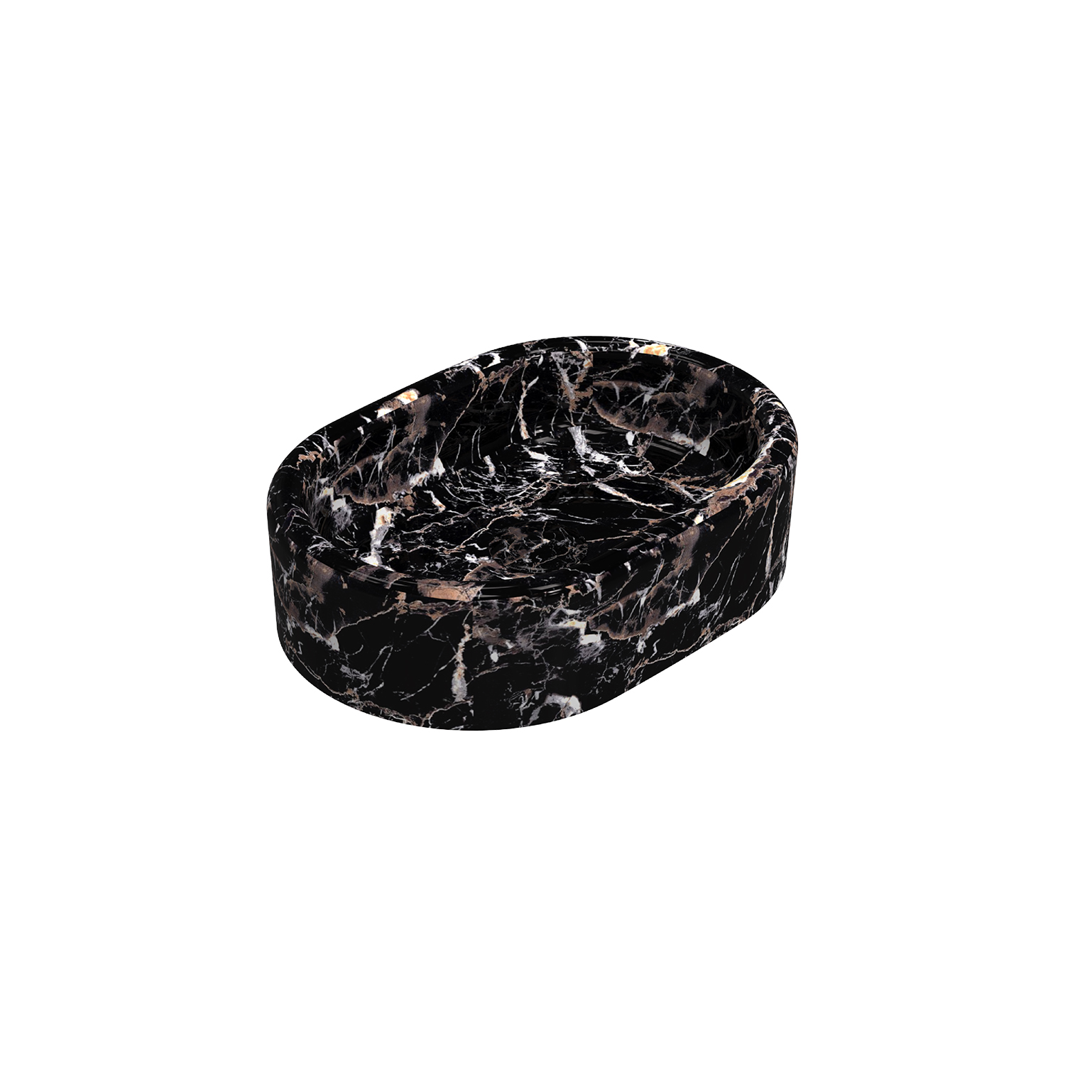 Curvo Marmo Siyah Desenli Lavabo 60 cm