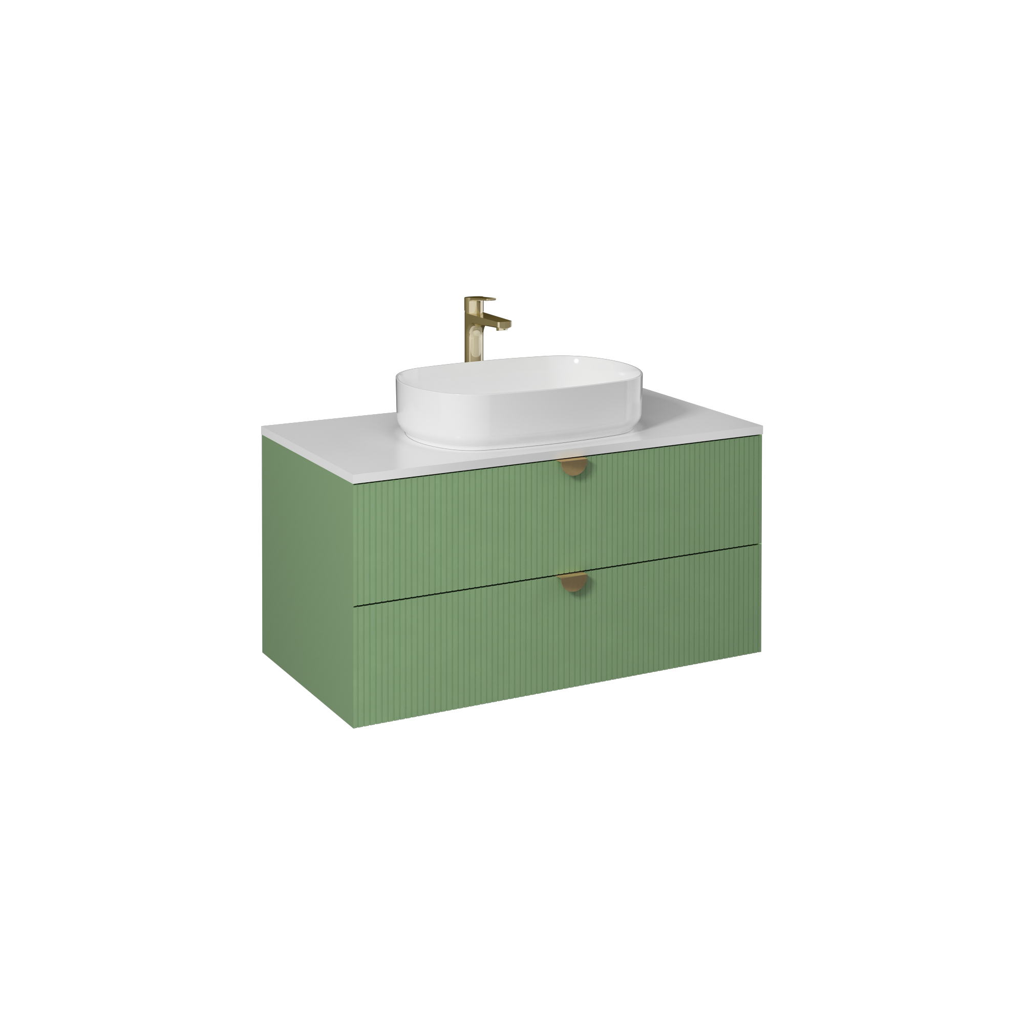 Infinity Washbasin Cabinet Pastel Green, with Mint Washbasin 130 cm