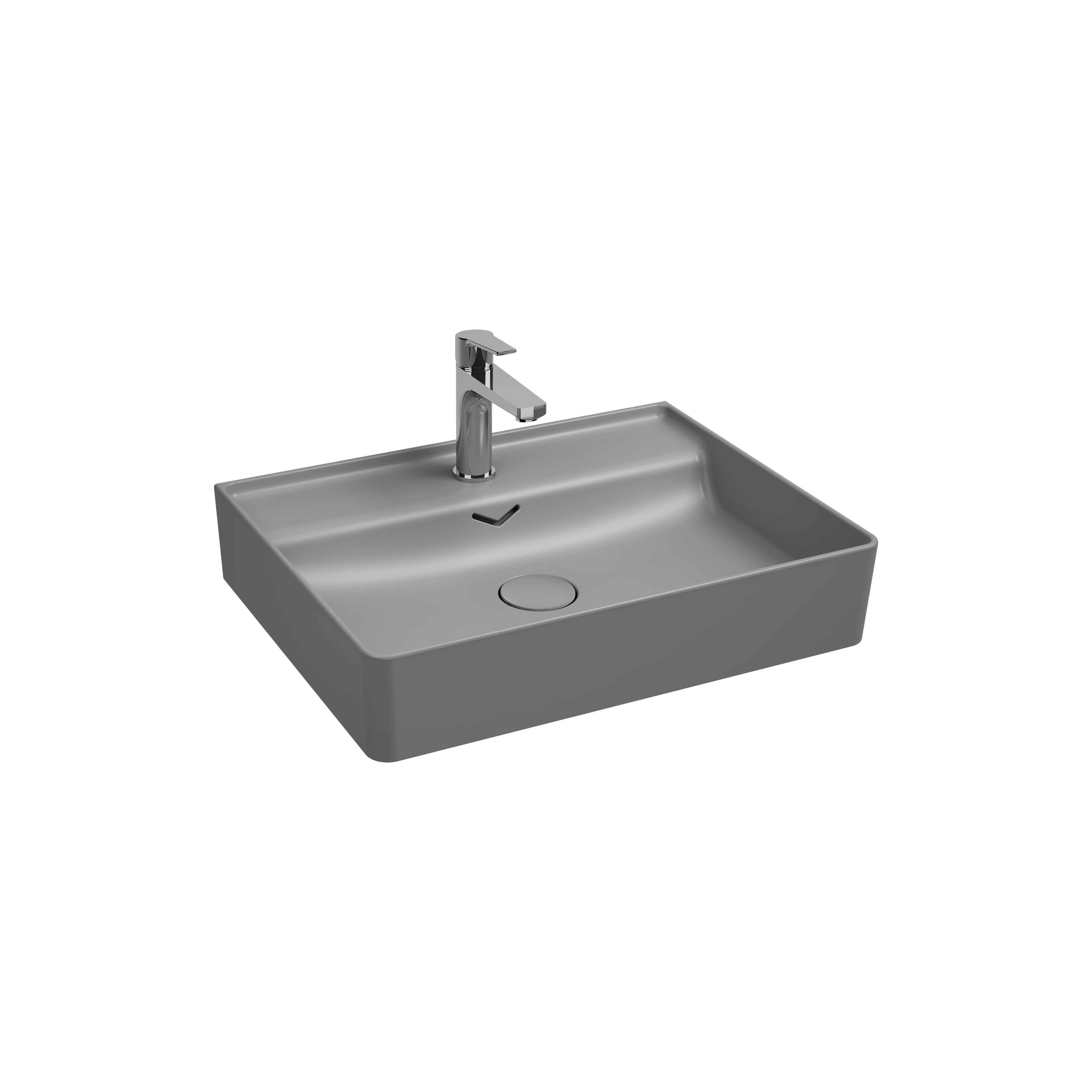 Allegro Tezgah Üstü Monoblok Lavabo 42 cm Taş Gri