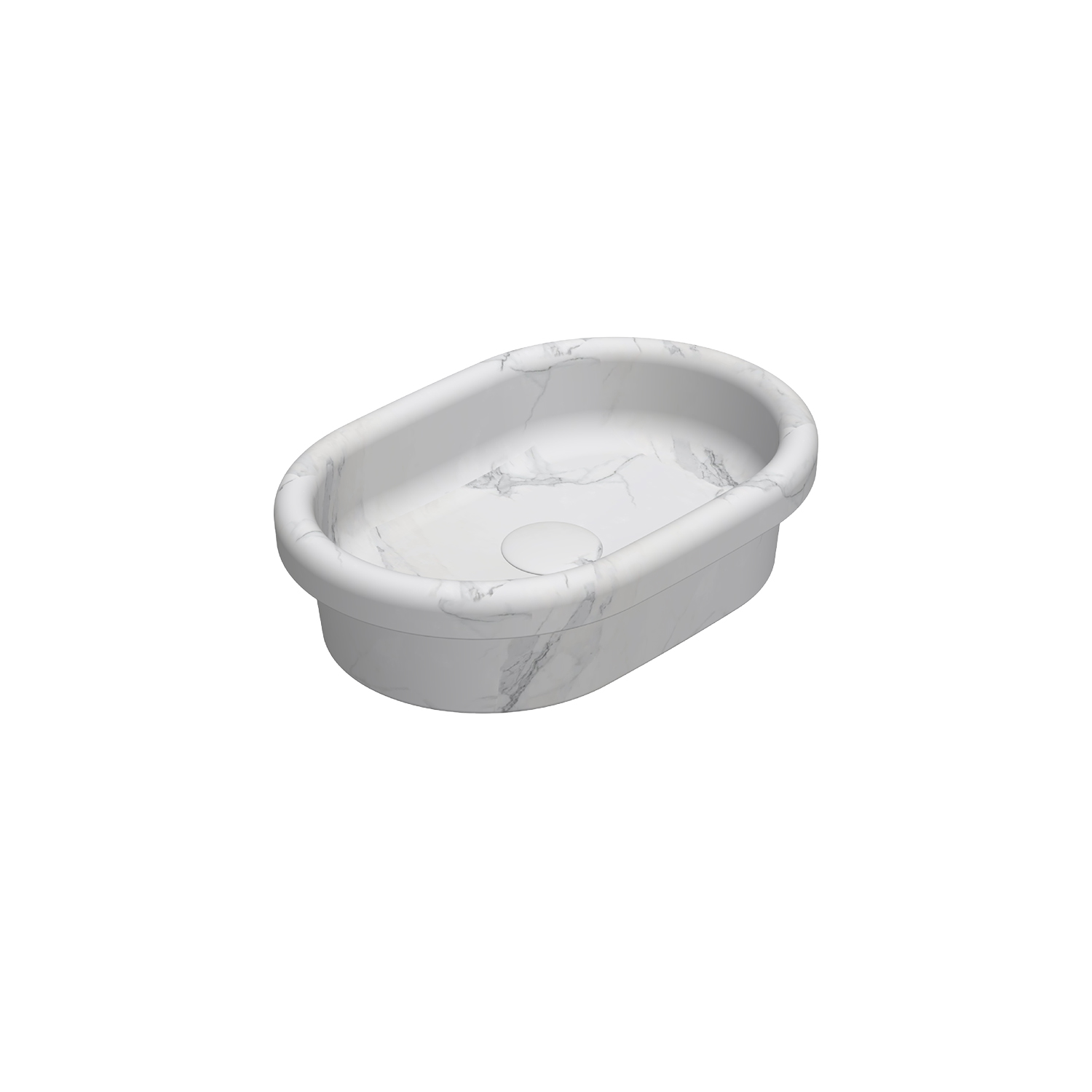 Curvo In-Set Marmo White Desenli Lavabo 60 cm