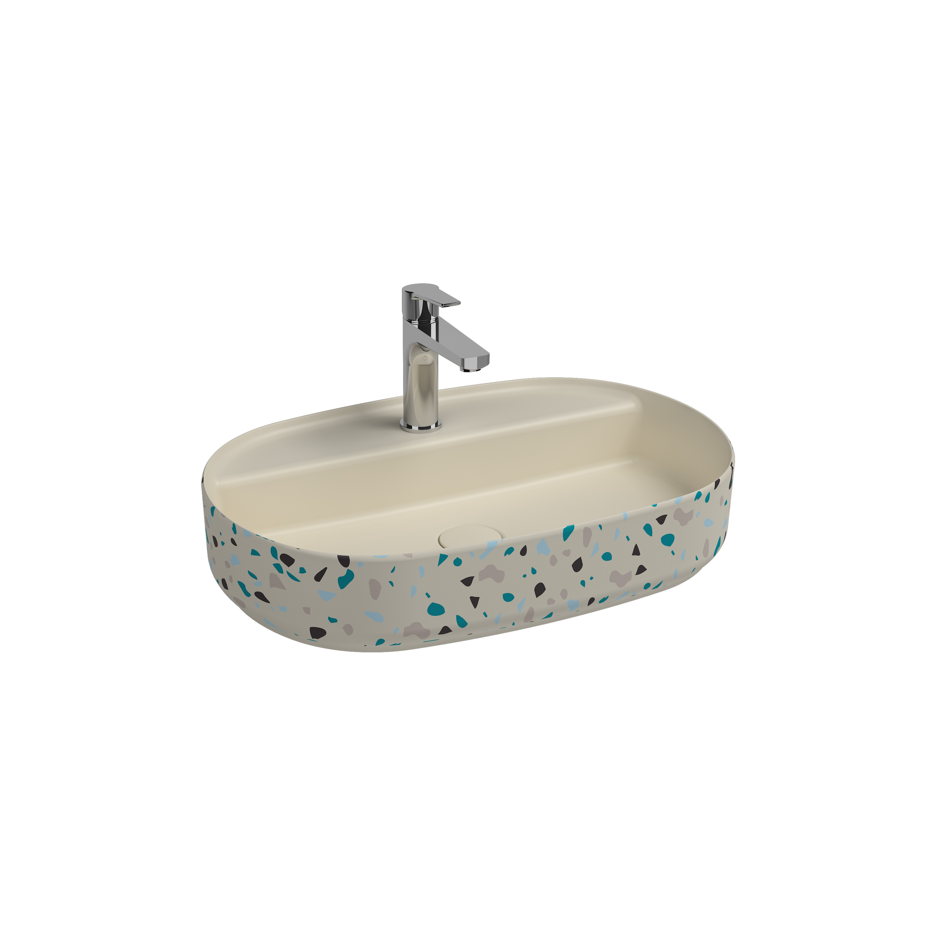 Infinity Tezgah Üstü Lavabo 60 cm Terrazzo Fildişi