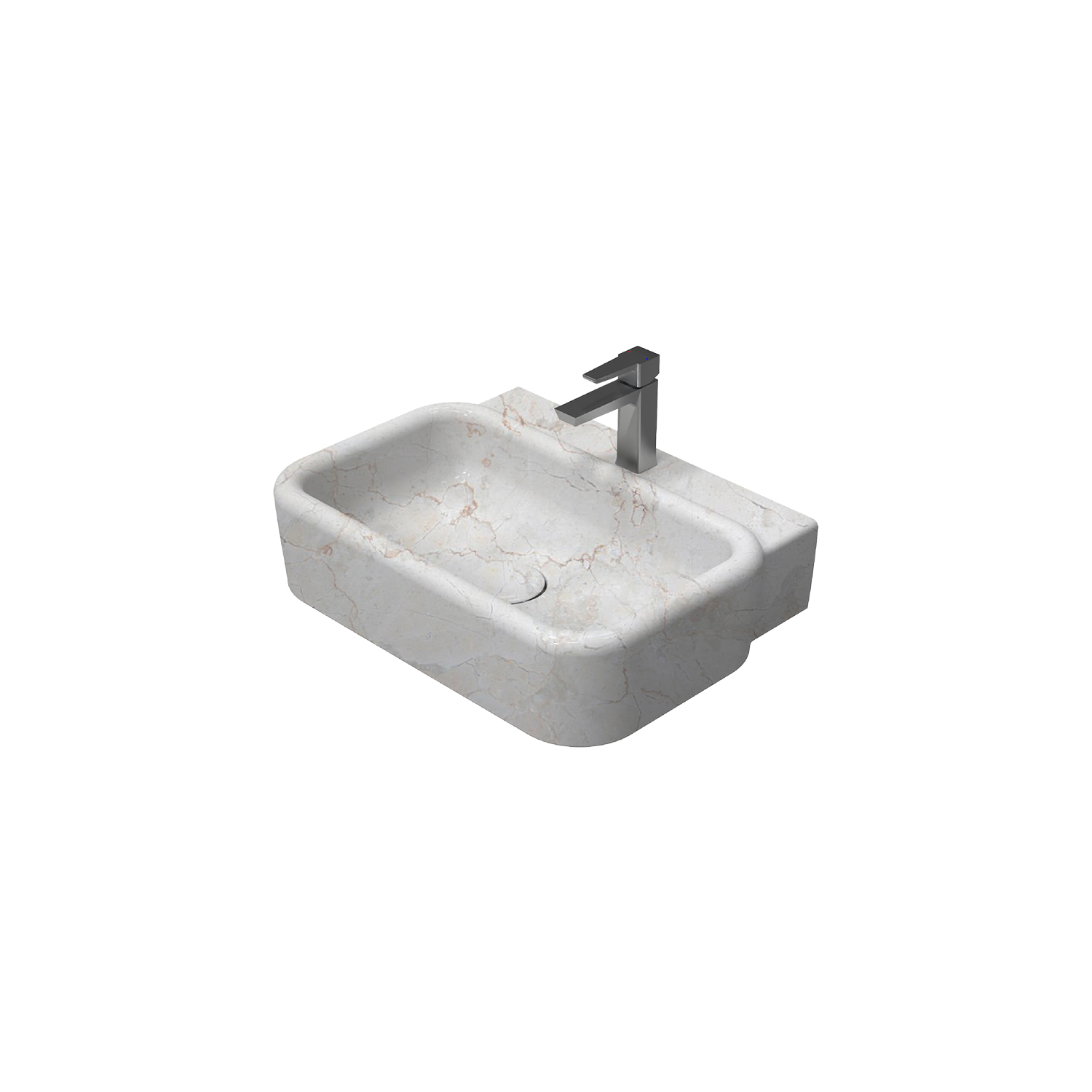 Curvo Travertino Desenli Lavabo  62 cm