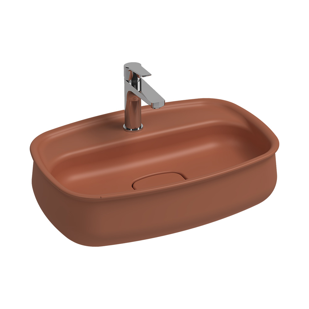 Fluido Tezgah Üstü Lavabo, 60 cm Terracotta