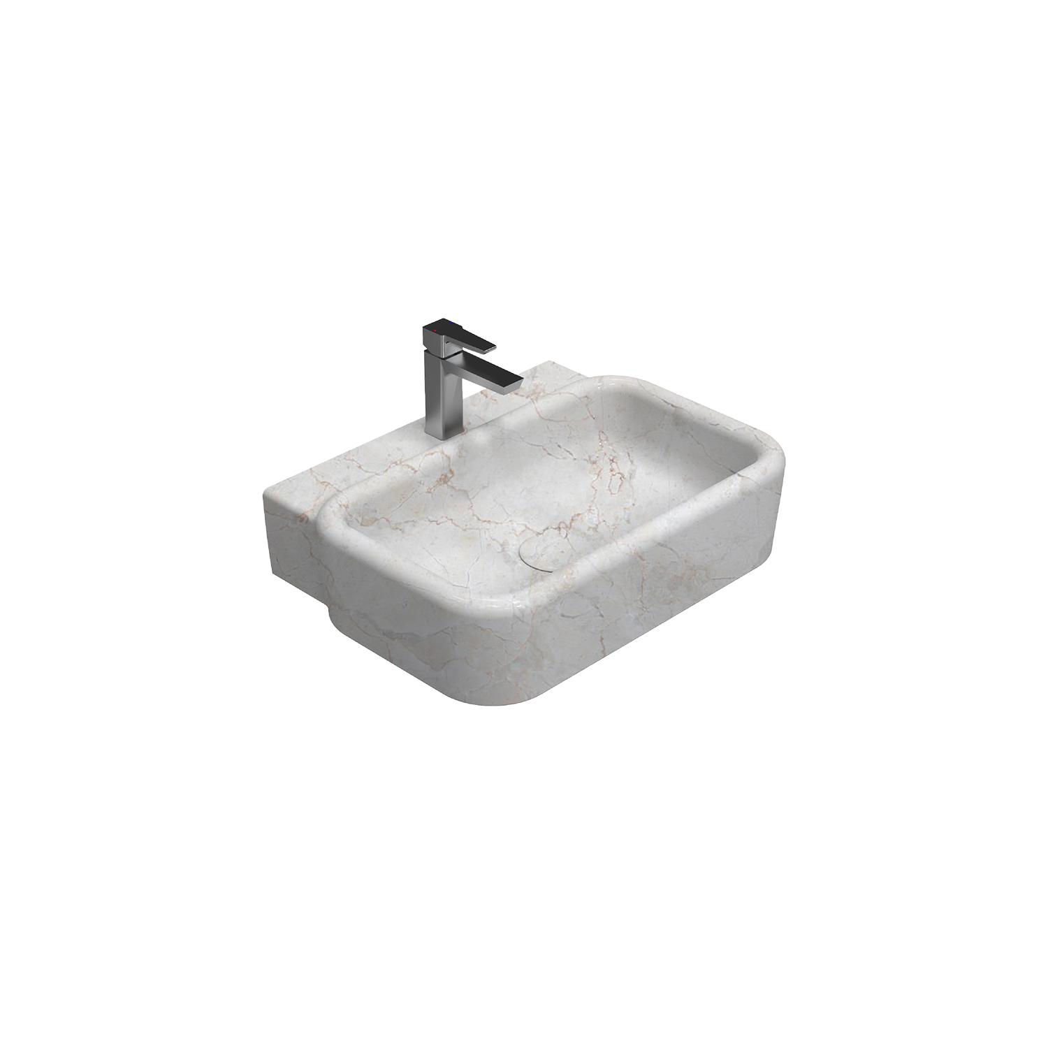 Curvo Travertino Desenli Lavabo  62 cm