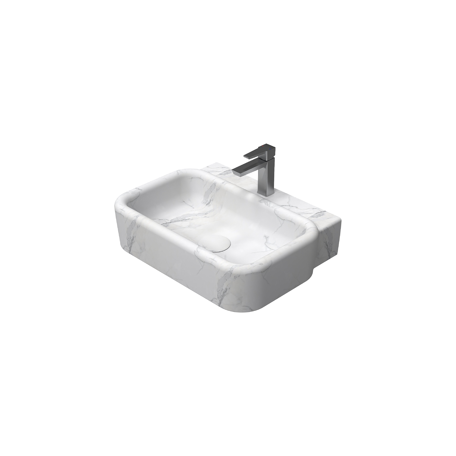 Curvo  Marmo White Desenli Lavabo 62 cm