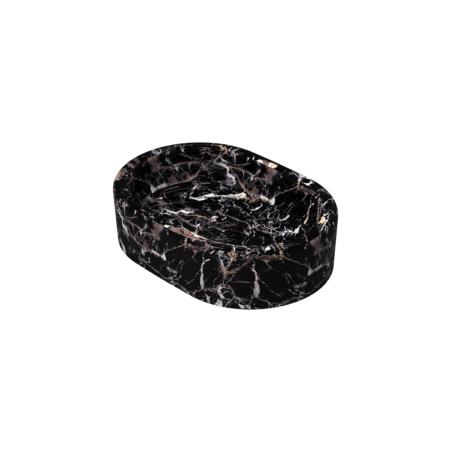 Curvo Marmo Siyah Desenli Lavabo 60 cm