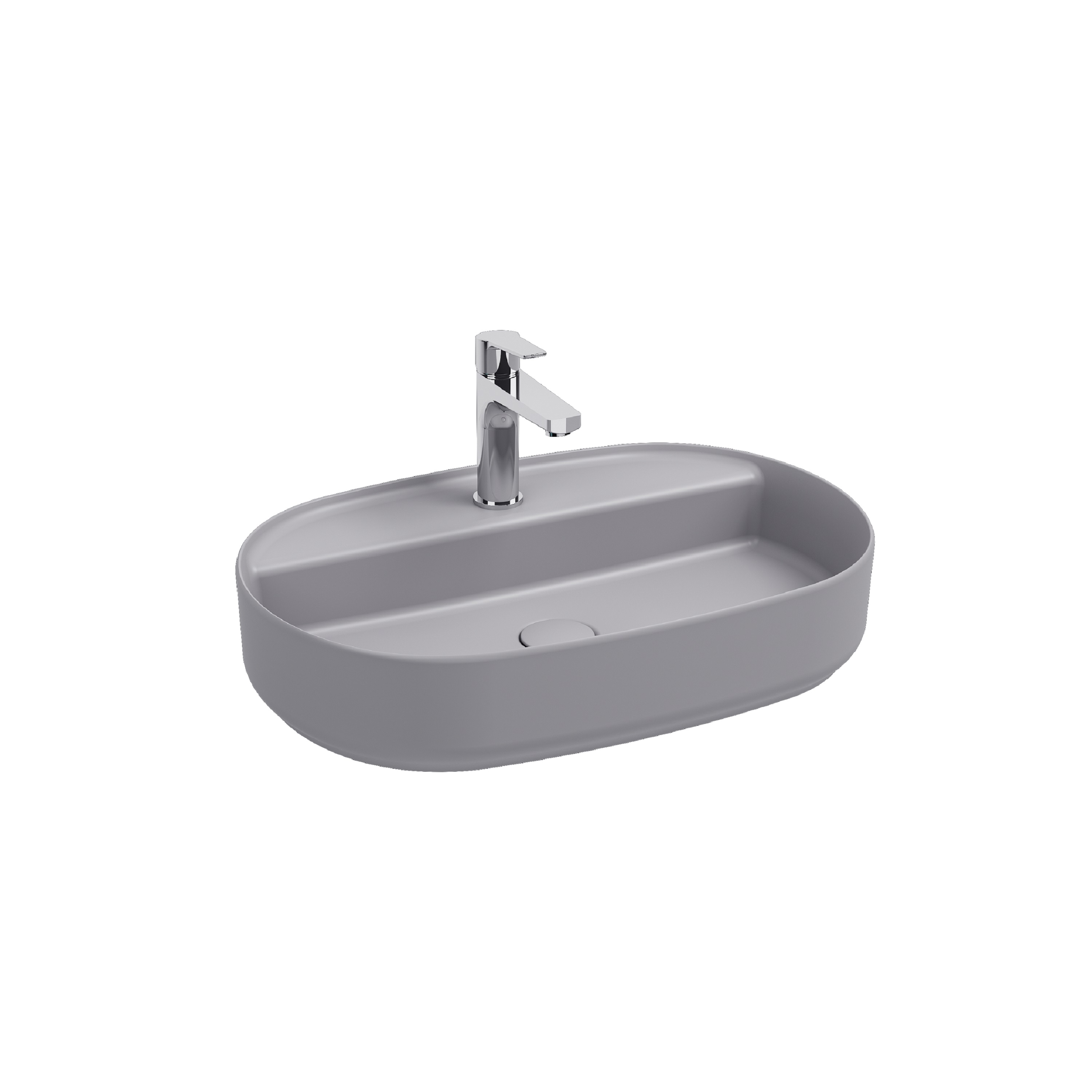 Fluido Tezgah Üstü Lavabo 60 cm Taş Gri