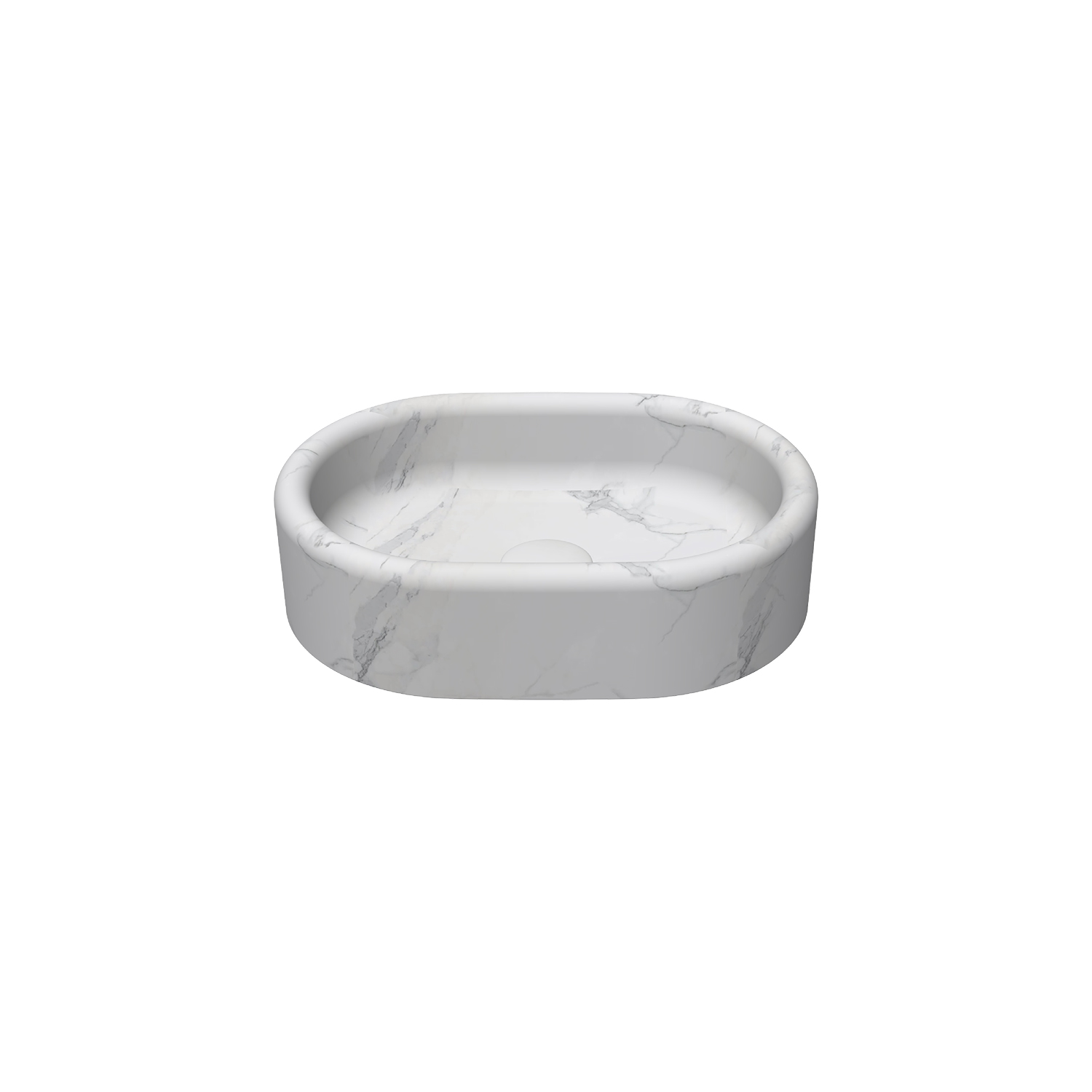 Curvo Marmo White Desenli Lavabo 60  cm