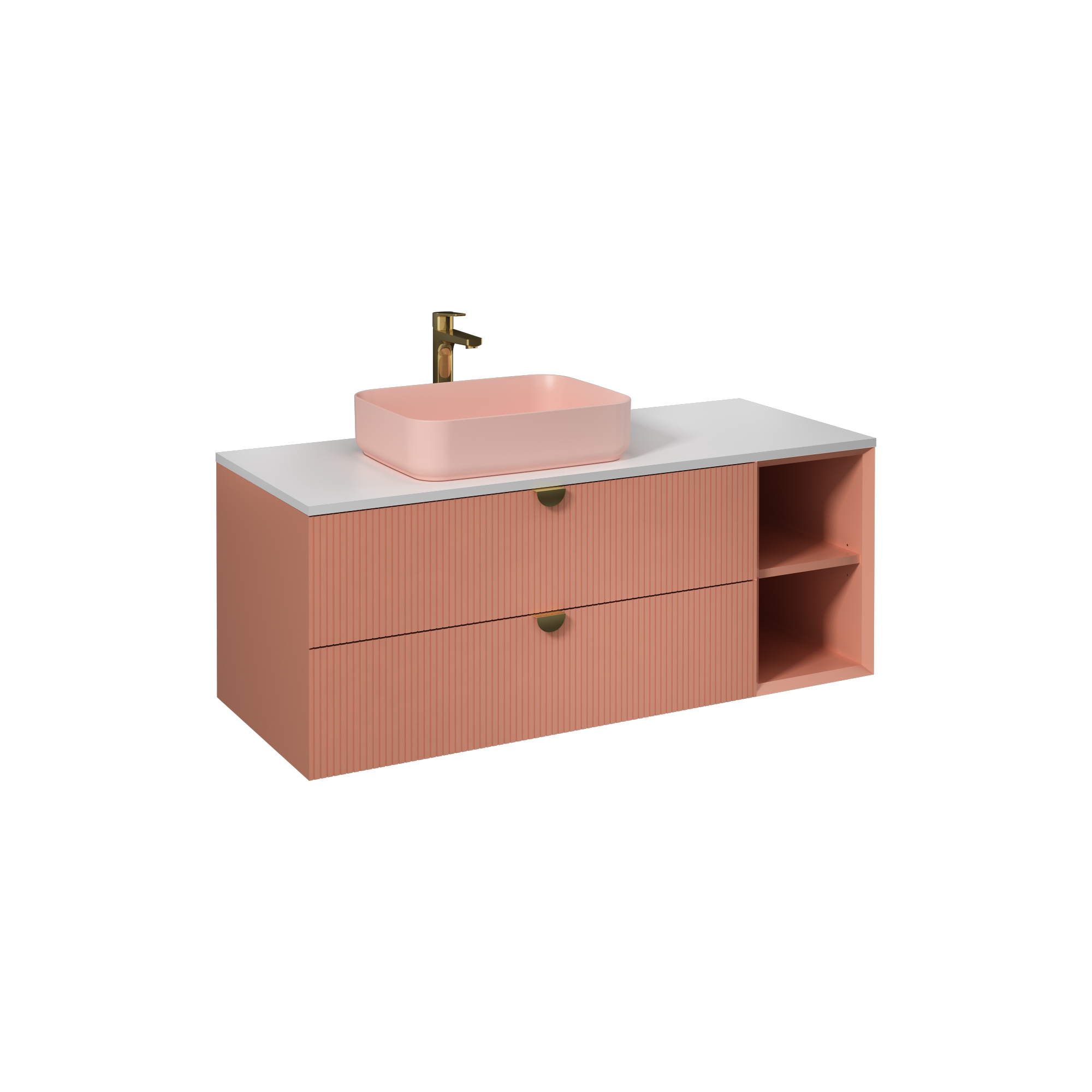 Infinity Washbasin Cabinet Ruby Red,  with Rustic Maroon Washbasin 130 cm