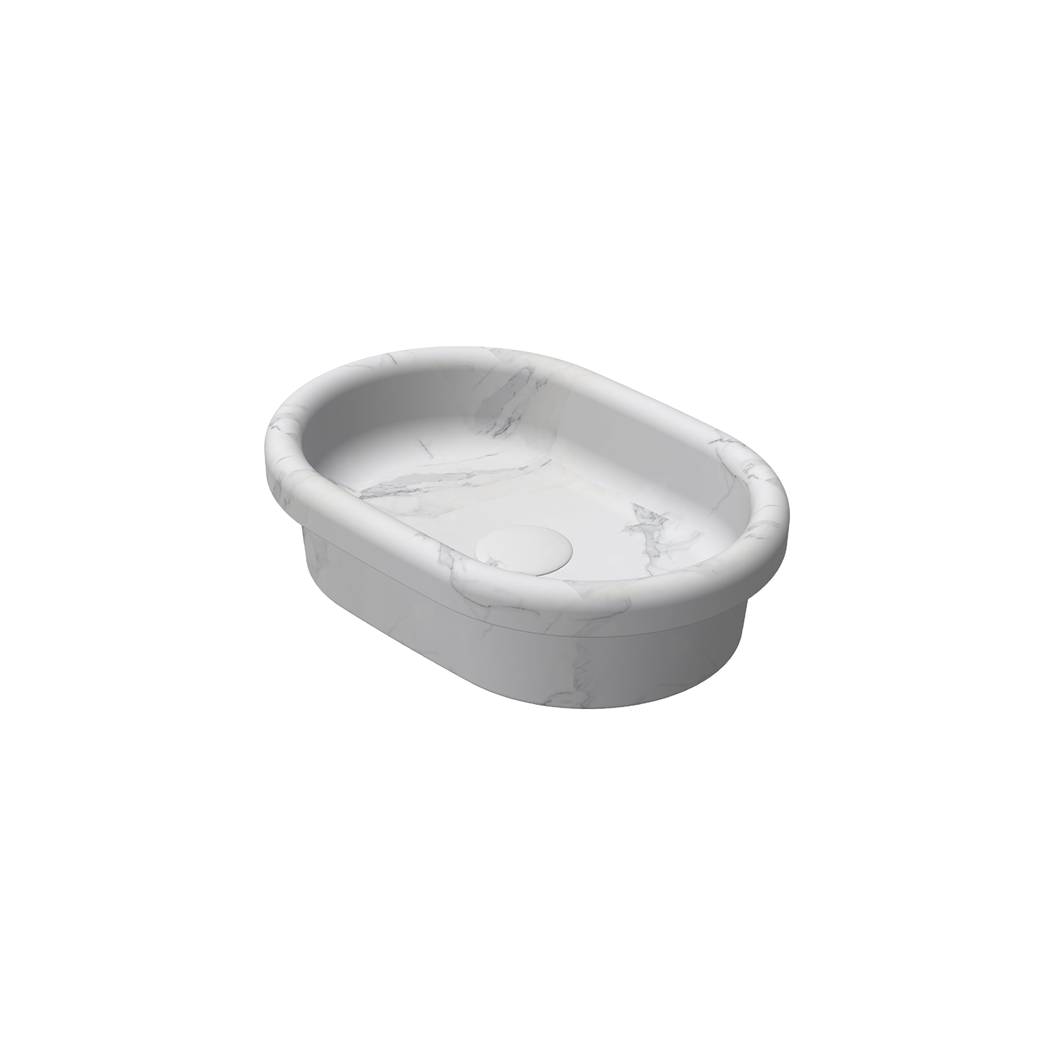 Curvo In-Set Marmo White Desenli Lavabo 60 cm