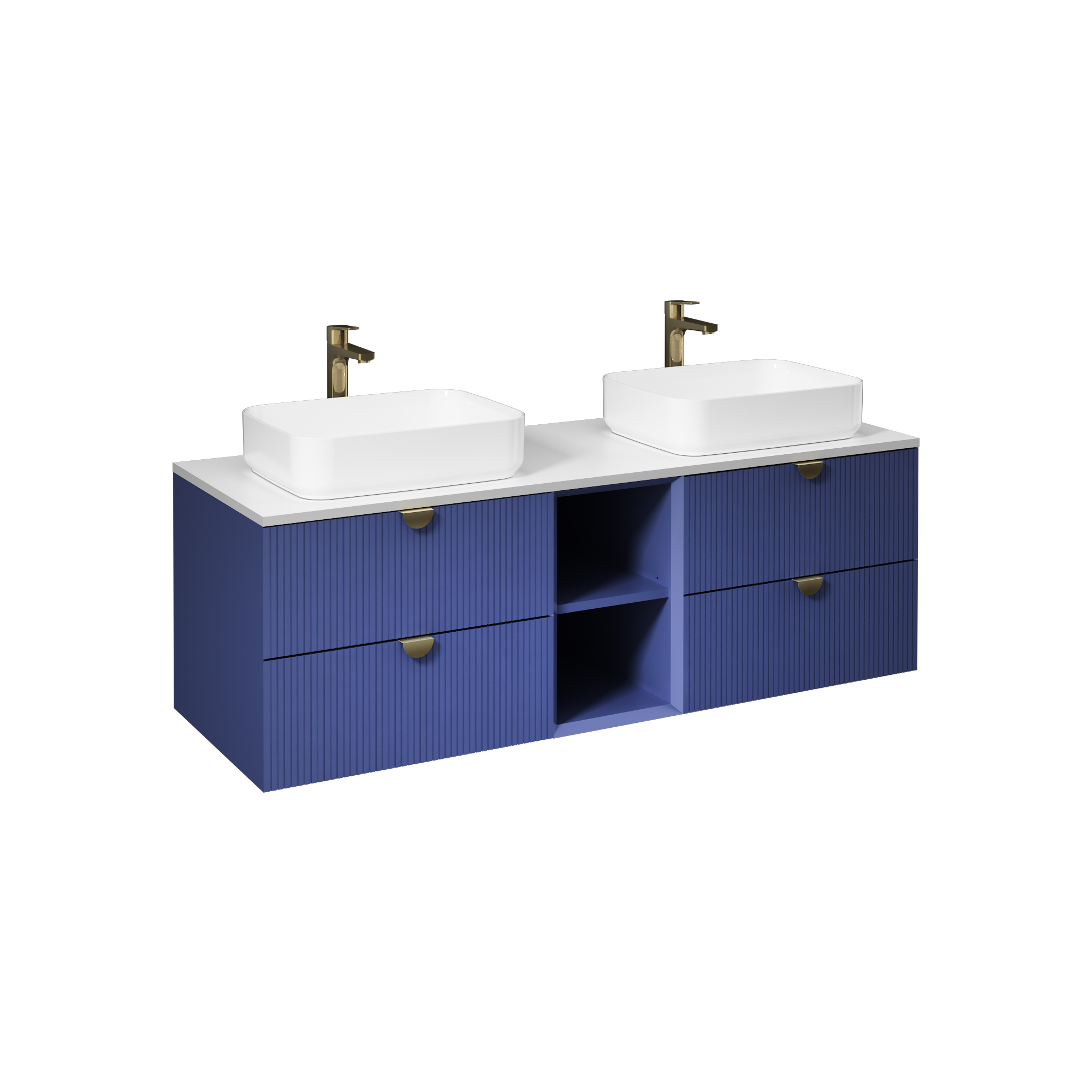 Infinity Washbasin Cabinet Night Blue, with Isvea Blue Washbasin 130 cm