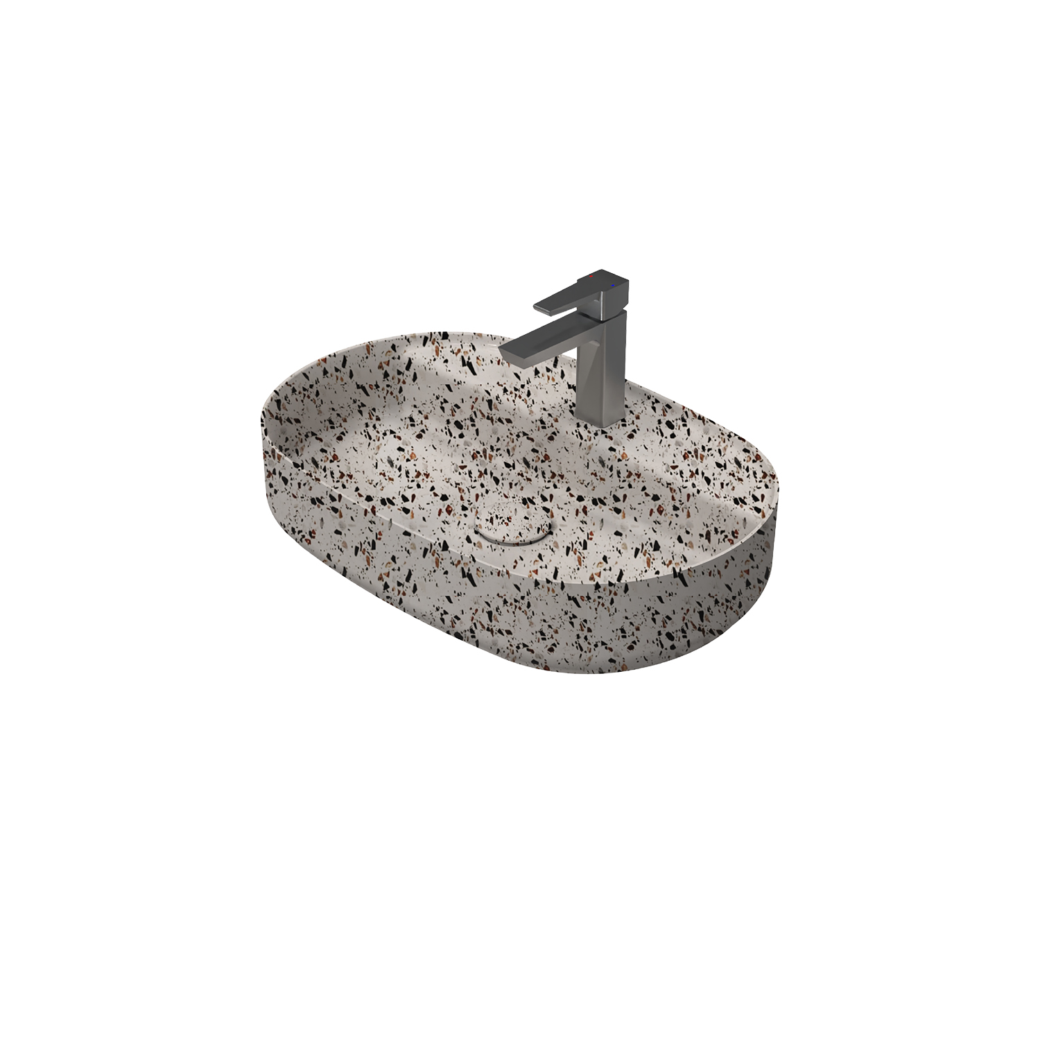 Infinity Terrazo Desenli Tezgah Üstü Lavabo 60 cm