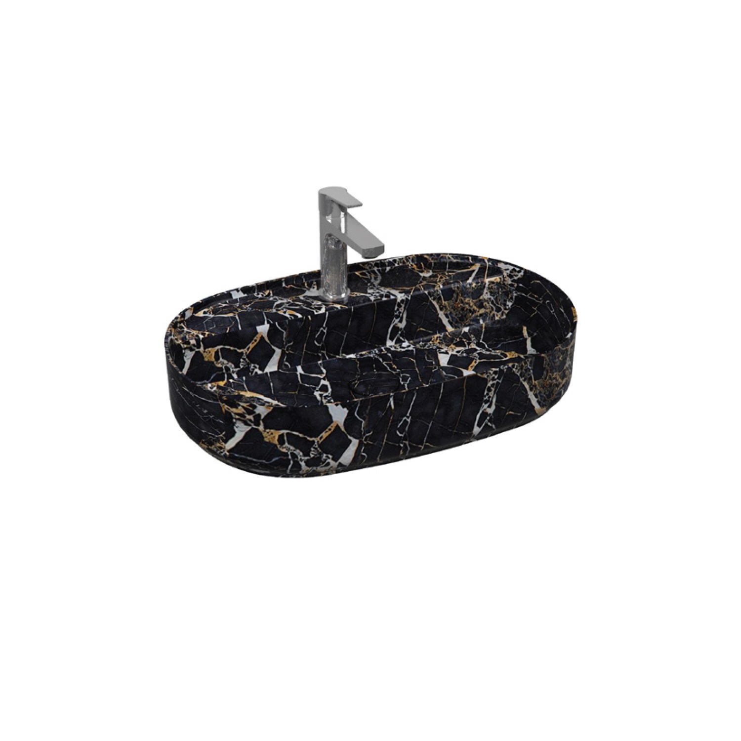 Infinity Tezgah Üstü Lavabo 60 cm Marmo Siyah